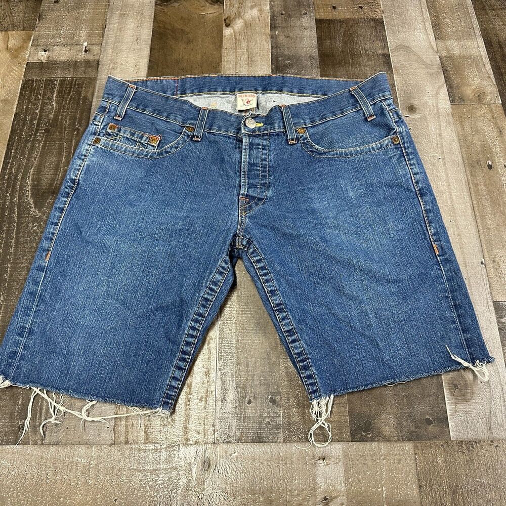 True‎ Religion Jeans Logan Blue Men's short Size 38 - 38x10 Cut Off
